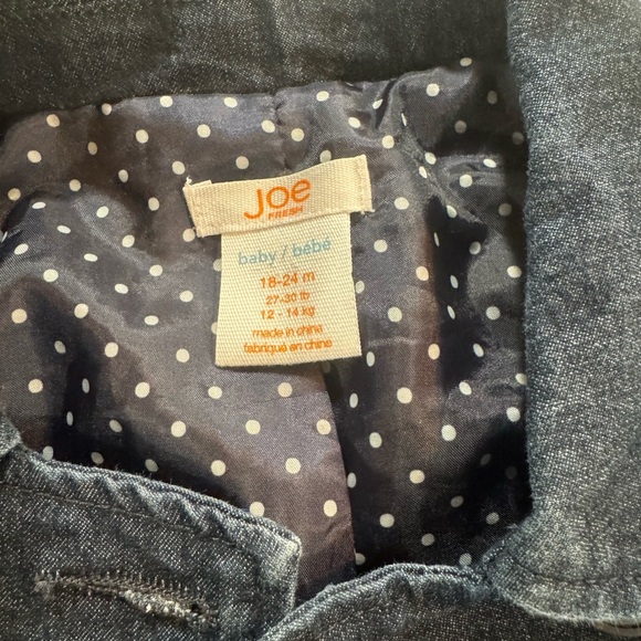 Baby Girl Denim Blue Jacket with Polka Dot Lining - Picture 2 of 4